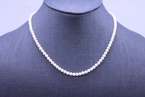 4 mm Rund Weiß Süßwasser Perlen Halsreif Halskette AAAAA Hochglanz Perlen Geschenk - Bild 1 von 8