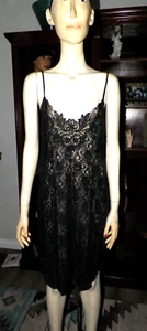 VTG NIGHT MAGIC BY CINEMA EXOILE BLACK STRETCH LACE LINGERIE SZ L - Picture 1 of 11