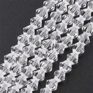 FACETED BICONE CRYSTAL GLASS BEADS  clear 6x6mm 5strands 1lot