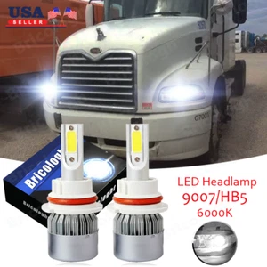 2x White LED 9007 Hi-Low Dual Beam Headlight Bulbs For Mack CH 613 C6 - Picture 1 of 12