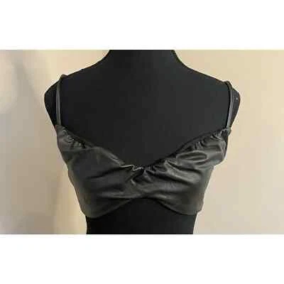 Naked Wardrobe Black Vegan Leather Bra-M - Image 1 of 4