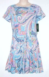 NWT  MSRP $159  LAUREN RALPH LAUREN Women's Paisley Knit Dress, Blue Multicolor  - Picture 1 of 4