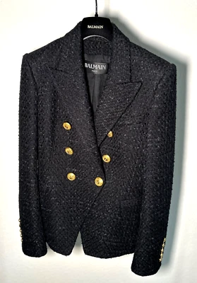 Balmain Blazer Tweed 36 schwarz black 34 Jacke - Bild 1 von 4