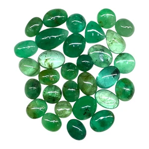 11.25 Cts Natural Emerald Cabochon Lot 30 Pcs 4-8mm Loose Green Gemstones - Picture 1 of 8