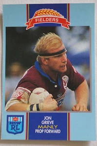 NRL NSWRL Rugby League Vintage 1993 Fielders Trade Card Sea Eagles Jon Grieve - Picture 1 of 4