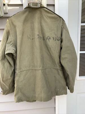 USMC PERSONALIZED ORIGINAL M43 FIELD JACKET EXC CONDITION RARE MARINE CORPS USE - Image 1 of 4