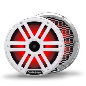 Par de altavoces marinos blancos Rockford 10"" 1200W con cuerno cargado 4 ohmios LED RGB M2-10H - Imagen 1 de 7