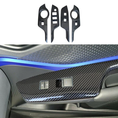 Cubierta de panel elevador de ventana de puerta color fibra de carbono para Toyota C-HR CHR 2018-2022 Foto 1 de 4
