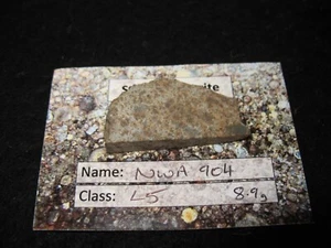 NWA 904 L5 Chondrit Meteorit Metall reiche Scheibe mit schönen Einschlüssen 8,9g - Bild 1 von 2