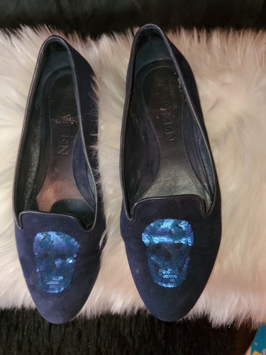 Scarpe piatti da donna Alexander Mcqueen Made In Italy blu navy taglia 36 5