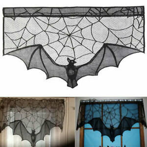 Black Lace Bat Halloween Props Party Scary Indoor Decorations Window Curtains