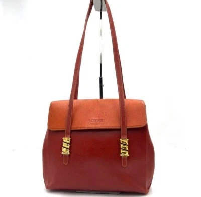 LOEWE Velazquez Handbag Tote Bag Twisted Hardware Leather Orange Used - Image 1 of 4