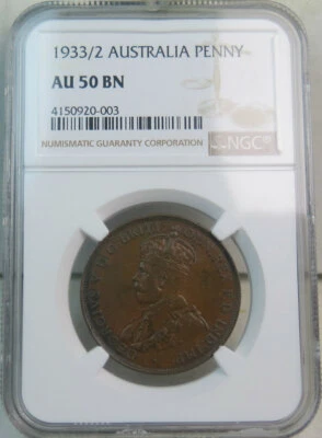 1933/2 Australian penny NGC AU50BN *SCARCE!* BR - Image 1 of 3