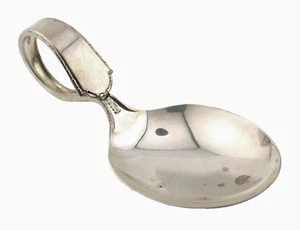 Cuchara de alimentación para bebé con mango curvo patrón Virginia plata 925 WEIDLICH - Imagen 1 de 8