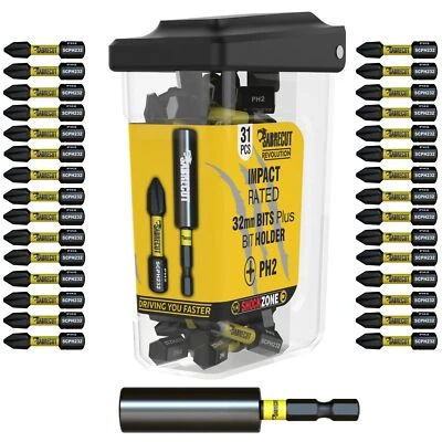 SabreCut Revolution PH2 Impact Drill Screwdriver Bits Set + Magnetic Holder 31pc