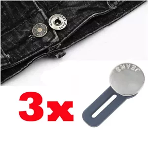3x Unisex Cintura VAQUEROS PLATEADOS Pantalones Falda Extensor Botón Retráctil - Imagen 1 de 5