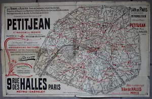6946 Mapa Ciudad Plan De París Ofrecido Por La Maison Petitjean 1930 - Bild 1 von 2
