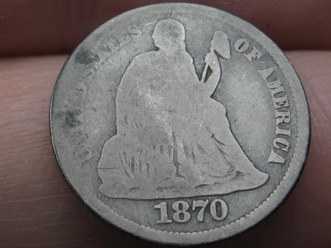 1870 P Seated Liberty Silver Dime- Philadelphia, Good Details Cover