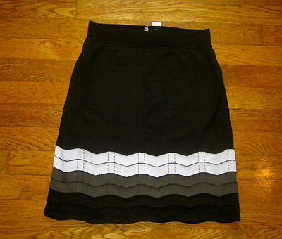 IISLI FALDA NEGRA RIC RAC COUTURE PUNTO LÁPIZ NUEVA CON ETIQUETAS $228 S PEQUEÑA ALGODÓN GRIS Foto 1 de 4