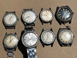 WRISTWATCHES (8) WALTHAM, MITCHELL, LAVELLE, MARVIC, SUPER SEA-KING, PRECIMAX, + - Picture 1 of 20