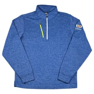 Footjoy Golf Performance 1/4 Zip Pullover Cadillac Logo Mens Medium Heather Blue - Picture 1 of 10