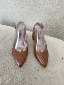 Nine West Women WNTULIP3 Heels 9 1/2M Brown Pointed Toe Slingback Pump Shoes - Picture 1 of 17