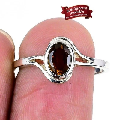 Anillo de boda de plata esterlina 925 con piedras preciosas de topacio miel talla 7,5 Foto 1 de 4