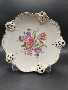 Vintage Rosenthal Porcelain Plate Flower Motif Gold Trim - Picture 1 of 16