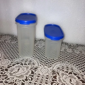 2 Tupperware Modular Mates #2 1612 & #3 1614 with #1616 Blue Lids /seals GUC - Picture 1 of 6