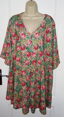 Womens🦋YOURS🦋multi floral stretch metallised swing longline top tunicsize22/24 - Image 1 of 4