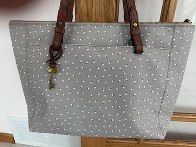 Bolso de Mano Fossil Para Mujer Rachel Keyper Bolso Shopper Cartera Patrón Taupe En muy buen estado Foto 1 de 4