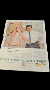 1953 Vintage Cannon Stockings Print Ad Man Woman Ladder Retro Decor Fashion - Picture 1 of 1