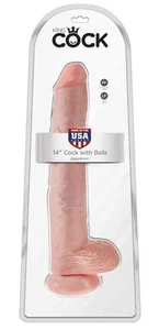 King Cock 14 Zoll Cock mit Hoden Dildo Dong Penis PVC Skin Beige Unisex - Bild 1 von 4