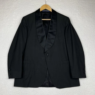 复古 80 年代 Brooks Brothers 42 燕尾服夹克缎面翻领联盟制造 — 第 1/4 张图片