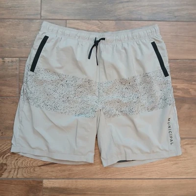Municipal Shorts Mens Extra Large Grey Drawstring Running Gym Streth Flex - Image 1 of 4