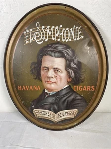 ca1905 BLECHLITHOGRAPHIE EL SYMPHONIE ZIGARREN WERBESCHILD mit BEETHOVEN PORTRAIT - Bild 1 von 13