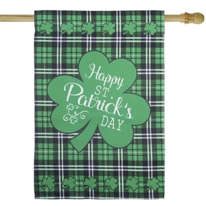 Northlight Happy St. Patrick's Day Plaid Outdoor House Flag 28" x 40" - Bild 1 von 7