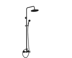 Kit de ducha barra de pared exterior AKLFGN 2 pulverizadores cabezal de lluvia ducha de mano negro mate - Imagen 1 de 7