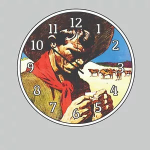Orologio da parete cowboy che rotola una sigaretta arte arte arte fattoria animali - Foto 1 di 3