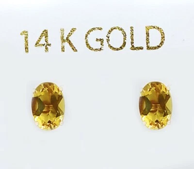 GENUINE 2.34 Ct YELLOW TOPAZ STUD EARRINGS 14k SOLID YELLOW GOLD -Free Appraisal - Image 1 of 4
