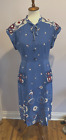 ANNA SUI Blue Fitted Silk Embellished Floral SS Midi Dress Pockets/Bow Neck 6