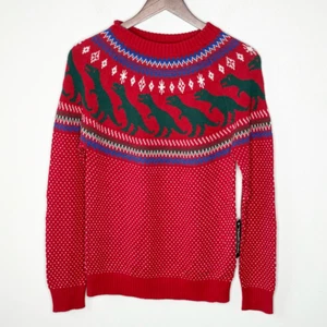 Modcloth Dinosaurier T Rex Fair Isle Rundhalsausschnitt Pullover - Neu mit Etikett - Damen US XS - Bild 1 von 11