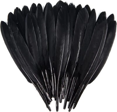 120pcs Black Goose Cochettes Feather Natural Bulk 4-6 inch 10-15cm for Weddin... - Image 1 of 2