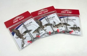 NEW! Trout Rig (3-packs) - Eagle Claw Brand #8 Premium Hooks, Fishing Gear 014-8 - Picture 1 of 7