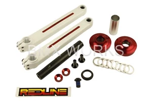 Redline Flight BMX Crank Set Ch-Mo White 175mm with Red American Bottom Bracket - Picture 1 of 1