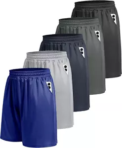 5 Pack Athletic Gym Mens Shorts - Workout Black Quick Dry Basketball Shorts with - Picture 1 of 12