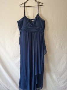 Imoda Navy Blue Chiffon Ruched Braid-strap Evening Bridesmaid Maxi Dress Sz 28 - Bild 1 von 17