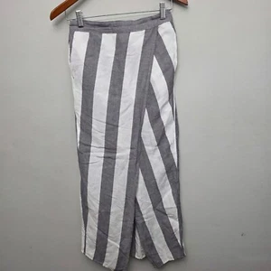 Madewell Striped Wrap Skirt Casual Summer Beach Vacation White Gray Size Small - Picture 1 of 11