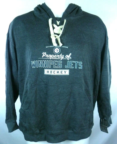 Winnipeg Jets Mens Majestic Big & Tall Charcoal Pro-Lace Pullover Hoodie NHL 3XL Cover
