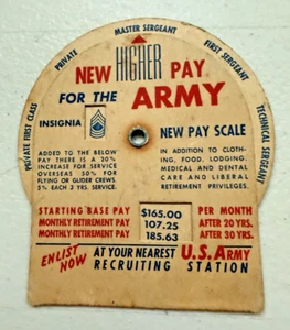 U.S. Army New Higher Pay Calculator and Recruiting Advertisement circa 1946 - Picture 1 of 4